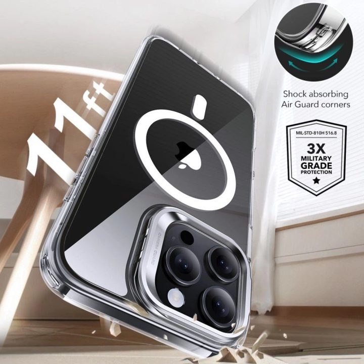 Dėklo Rinkinys su Stovu + Grūdintas Stiklas iPhone 16 Pro - Skaidrus
