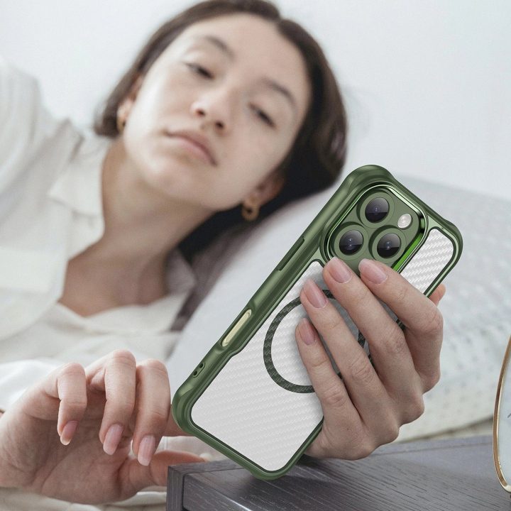 silikoninis dėklas su iPhone 16 Pro“ - žalias