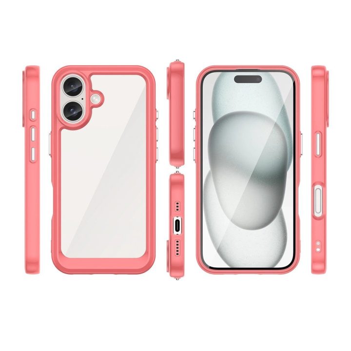 dėklas su gelio rėmeliu iPhone 16“ – raudonas
