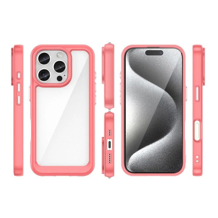 korpusas su gelio rėmeliu skirtas iPhone 16 Pro – raudonas