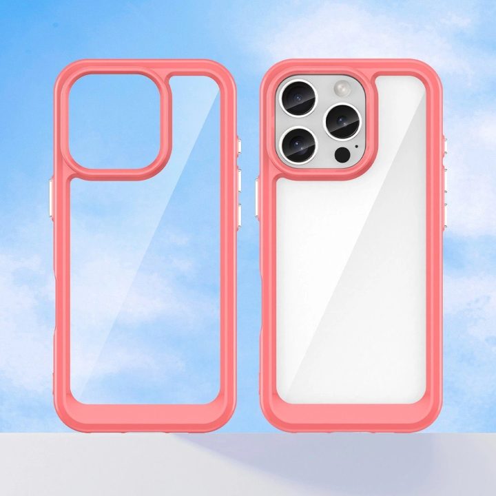 korpusas su gelio rėmeliu skirtas iPhone 16 Pro – raudonas