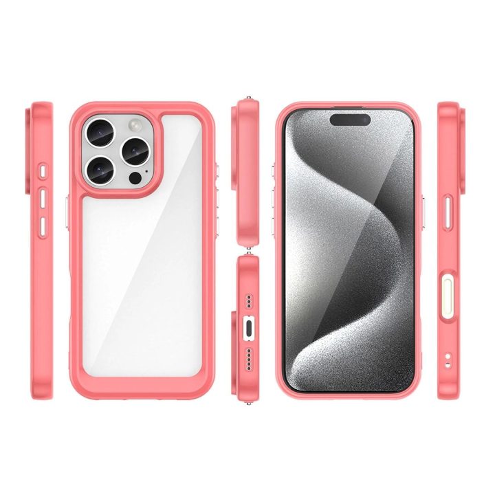 dėklas su gelio rėmeliu iPhone 16 Pro Max“ – raudonas