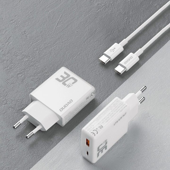 GaN“ įkroviklis A30EUT“ 30 W, su USB C kabeliu, baltas