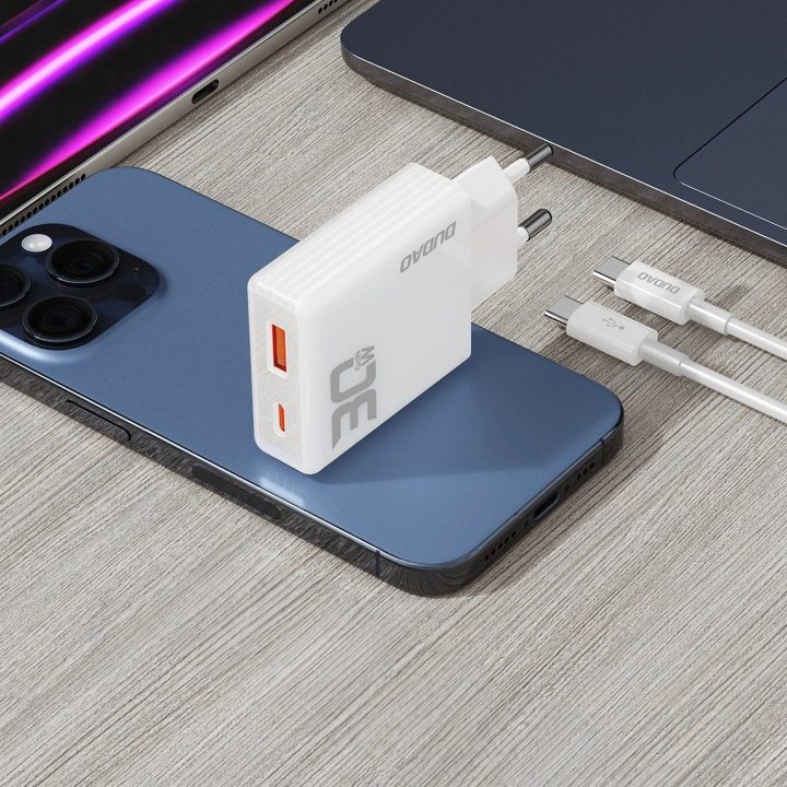 GaN“ įkroviklis A30EUT“ 30 W, su USB C kabeliu, baltas