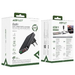 65 W GaN 2 USB A itin plonas įkroviklis, juodas