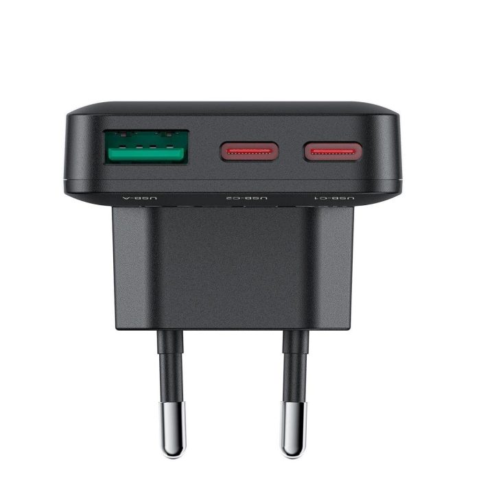 65 W GaN 2 USB A itin plonas įkroviklis, juodas