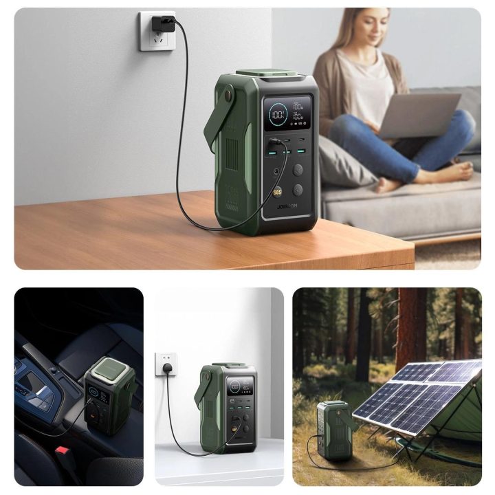 Powerbank“ “ JR A jungtimis, sulankstoma žibintuvėliu ir rankena – žalias
