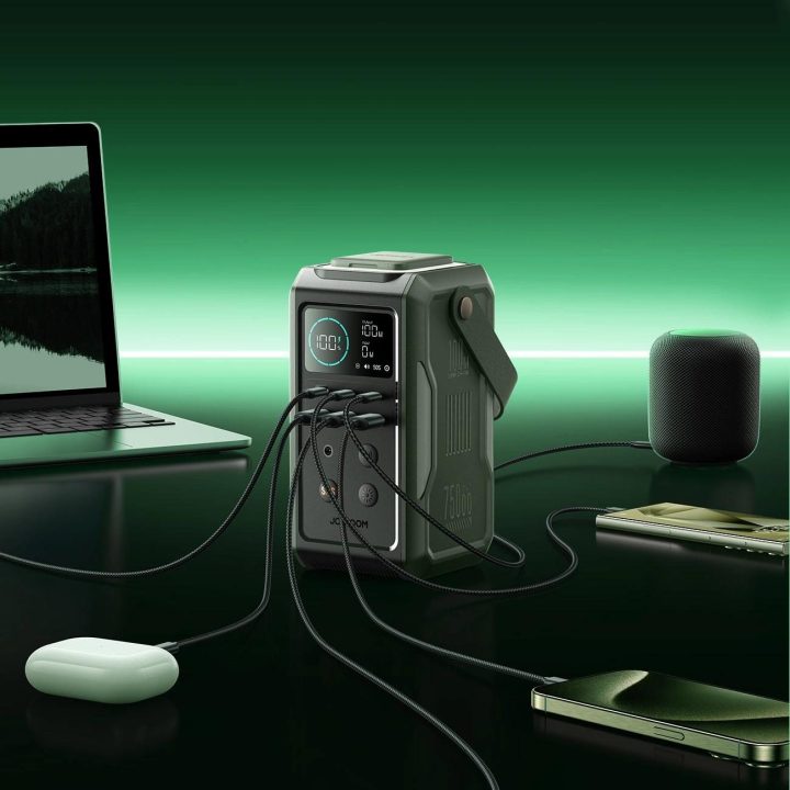 Powerbank“ “ JR A jungtimis, sulankstoma žibintuvėliu ir rankena – žalias