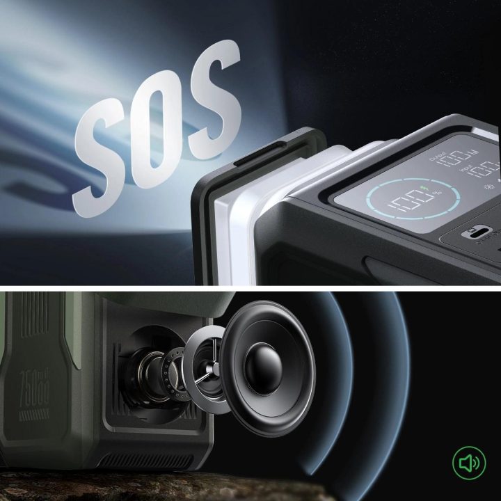 Powerbank“ “ JR A jungtimis, sulankstoma žibintuvėliu ir rankena – žalias
