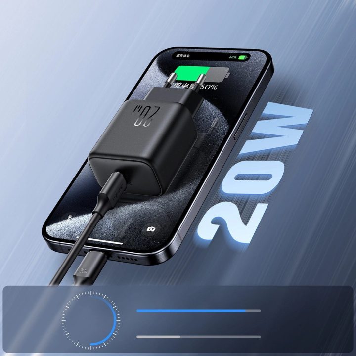 USB-C PD 20 W tinklinis įkroviklis – juodas