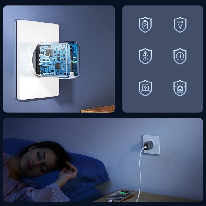 USB-C PD 20 W tinklinis įkroviklis – juodas