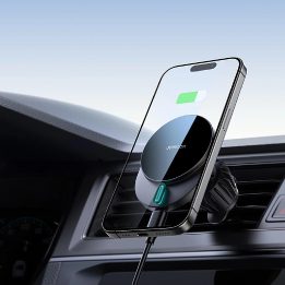 magnetinis laikiklis su 15W indukciniu automobilinio oro ventiliacijos įkrovikliu - juodas