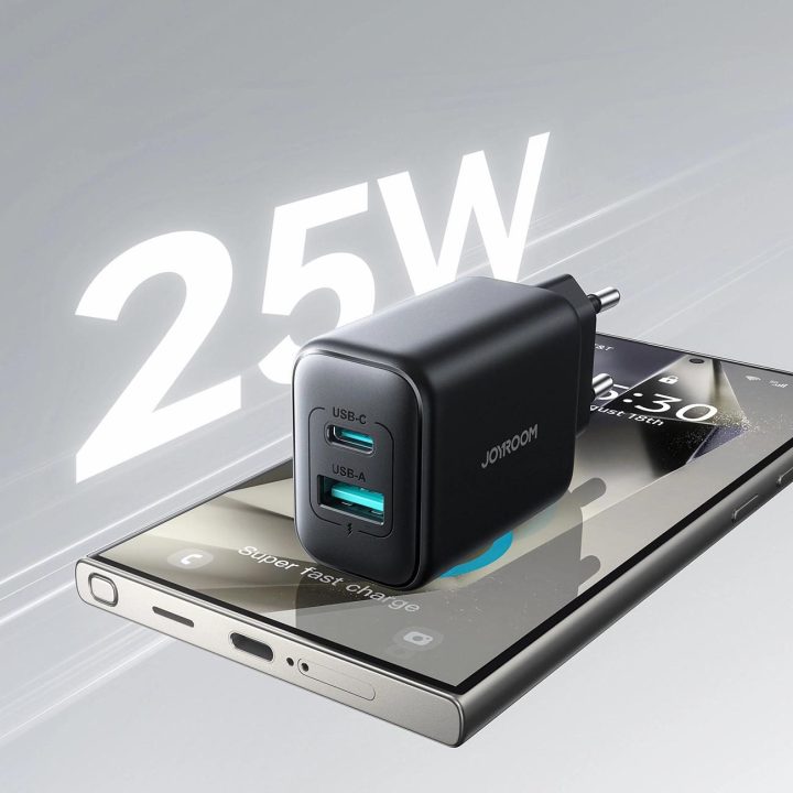 tinklo įkroviklis USB A 25W SFC / PPS / PD – juodas