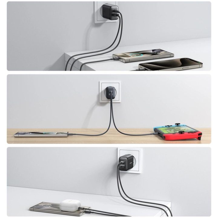 tinklo įkroviklis USB A 25W SFC / PPS / PD – juodas