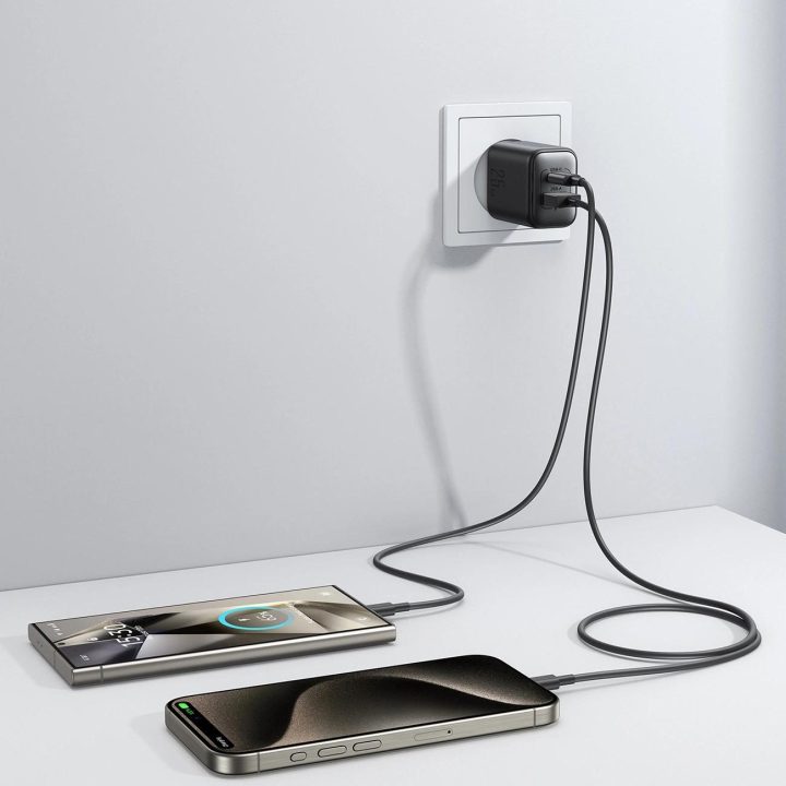 tinklo įkroviklis USB A 25W SFC / PPS / PD – juodas
