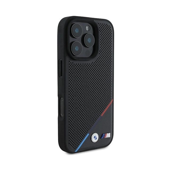 BMW M trijų spalvų linijos dėklas su MagSafe ‌‌iPhone‌‌ 16 Pro telefonui - juodas