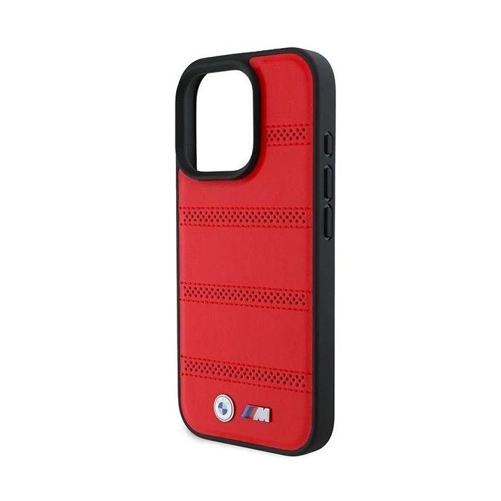 BMW M perforuotas ir susiūtas MagSafe dėklas iPhone 16 Pro“ – raudonas
