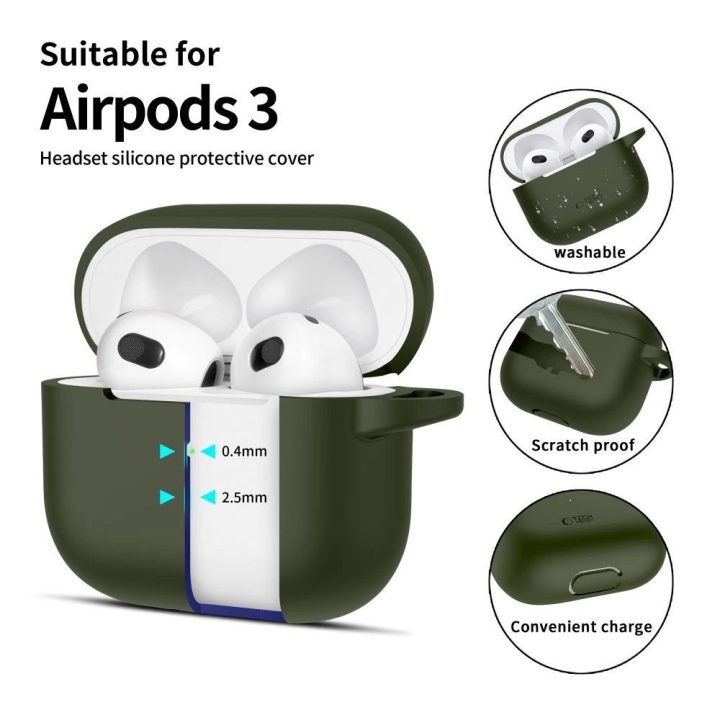 Silicone Hook Case for Apple AirPods 3 - Green (žalia) spalvos.