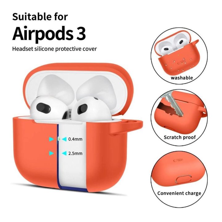 Silicone Hook Case for Apple AirPods 3 - Oranžinis