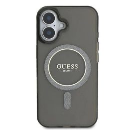 Guess IML Glitter Circle MagSafe dėklas iPhone 16 – juodas