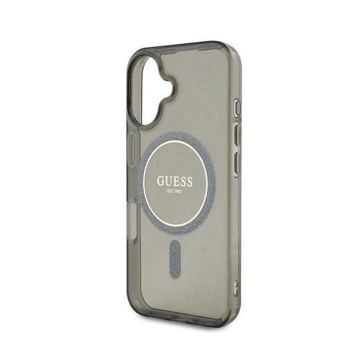 Guess IML Glitter Circle MagSafe dėklas iPhone 16 – juodas