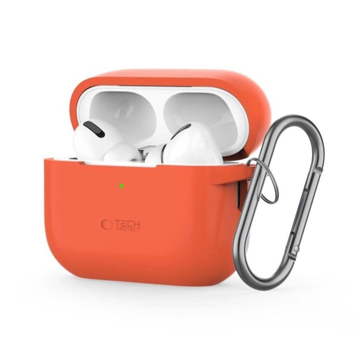 “ silikono dėklas su kabliu Apple AirPods Pro 1 / 2“ - oranžinis