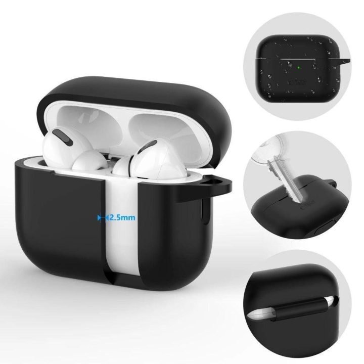 silikoninis dėklas su kabliu Apple AirPods Pro 1 / 2 - smėlinis