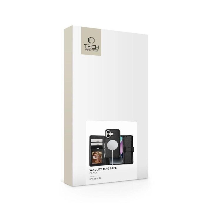 dėklas su pinigine iPhone 16 - juodos spalvos