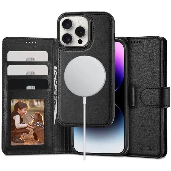 dėklas su pinigine iPhone 16 Pro“ – juodos spalvos