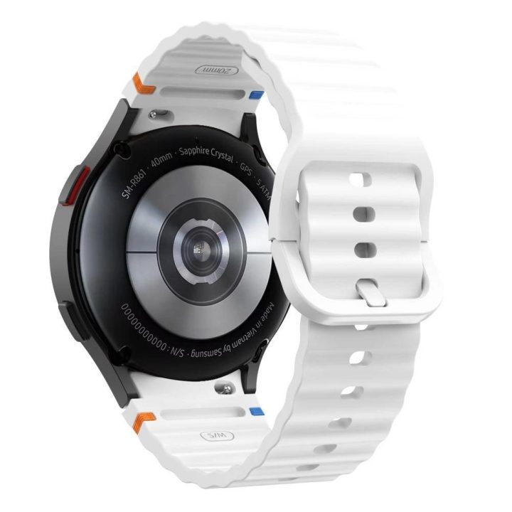 silikoninis sportinis dirželis Samsung Galaxy Watch 4 / 5 / 5 Pro / 6 / 7 / FE“ – baltas