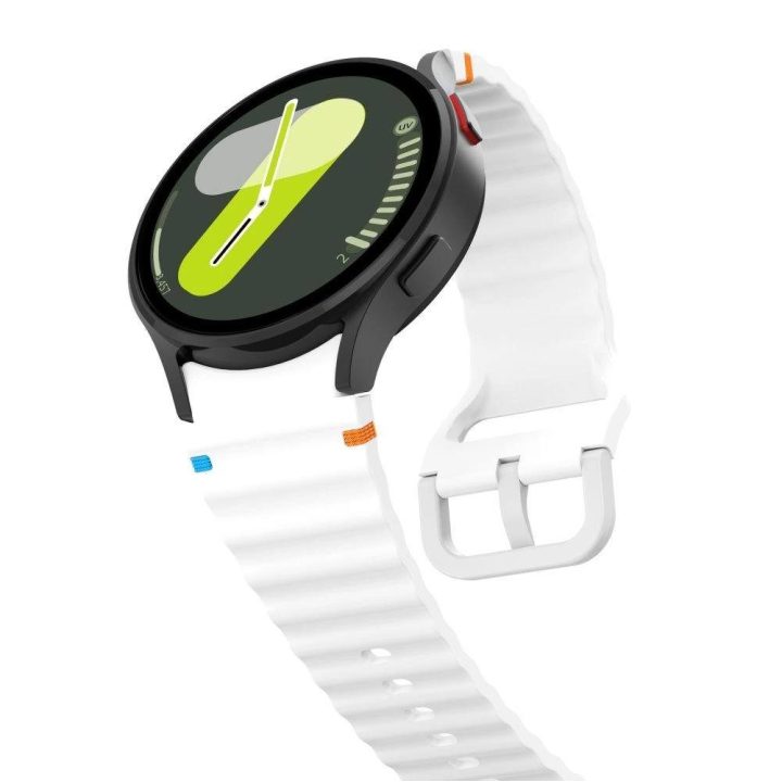 silikoninis sportinis dirželis Samsung Galaxy Watch 4 / 5 / 5 Pro / 6 / 7 / FE“ – baltas