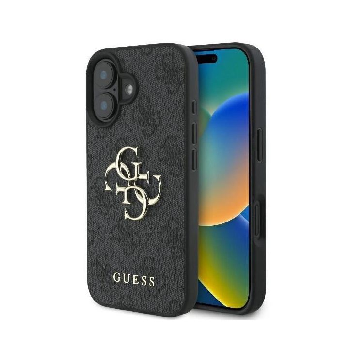 Guess 4G Big Logo iPhone 16 dėklas - juodas