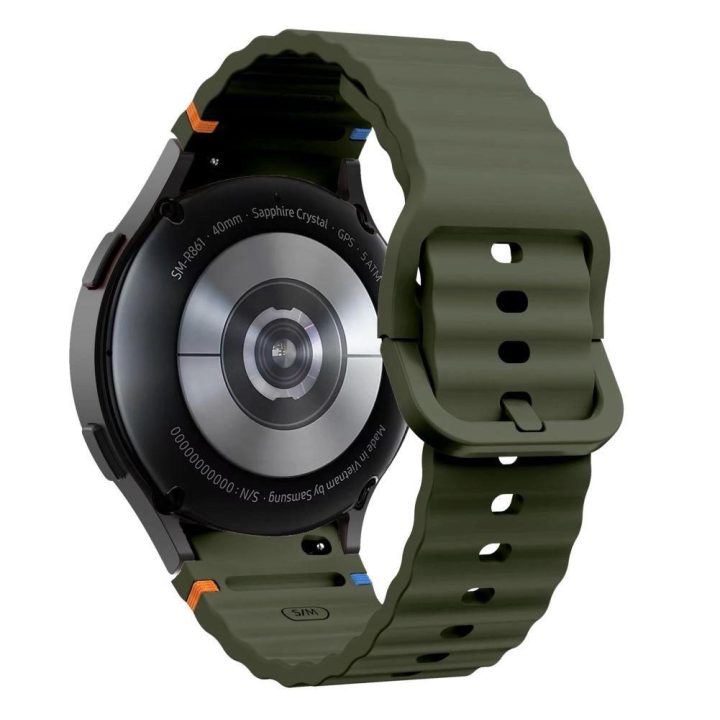 silikoninė sportinė apyrankė Samsung Galaxy Watch 4 / 5 / 5 Pro / 6 / 7 / FE - žalia