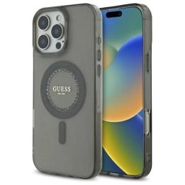 Guess IML Rhinestones MagSafe dėklas iPhone 16 Pro Max su magnetu - juodas