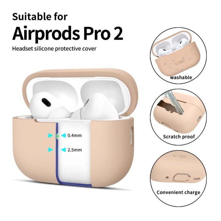 Silikoninis dėklas Apple AirPods Pro 1 / 2 - Smėlio spalvos