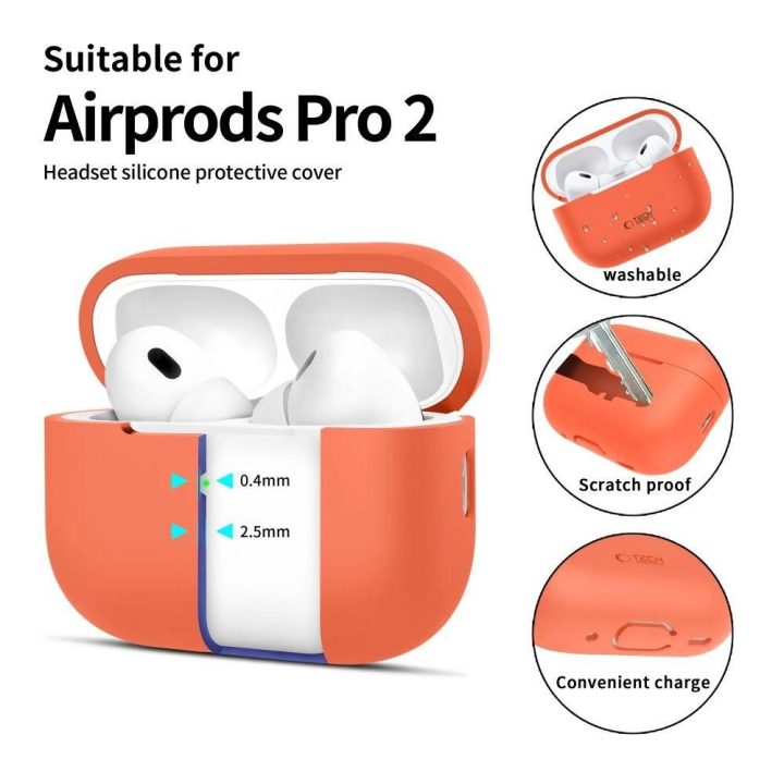 silikono dėklas skirtas Apple AirPods Pro 1 / 2“ – oranžinis