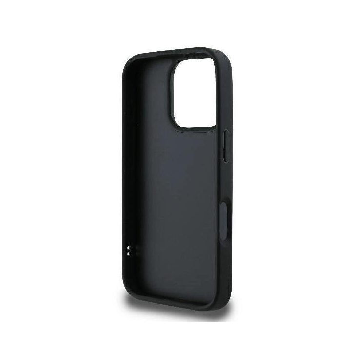 Guess Quilted Metal Logo iPhone 16 Pro dėklas - juodas