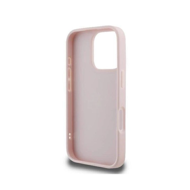 Guess Quilted Metal Logo iPhone 16 Pro dėklas - rožinis