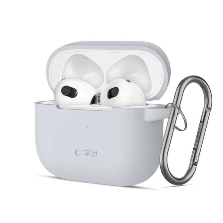 silikoninis dėklas su kabliu Apple AirPods 3 - Pilkas