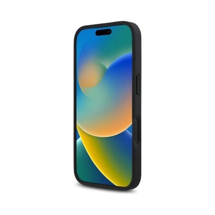 BMW M Perforuota trispalvė detalės linija iPhone 16“ dėklas – tamsiai pilkas