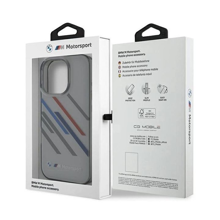 BMW Motosport IML dėklas iPhone 16 Pro Max“ – pilkas
