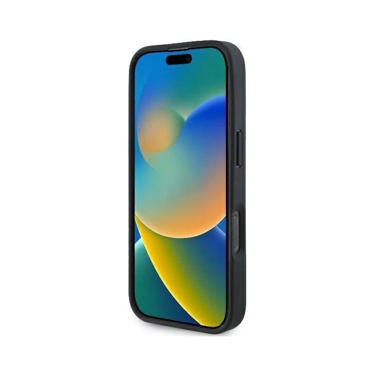 BMW odinis dėklas su pusiau reljefiniu paviršiumi ir MagSafe žiedu iPhone 16 Pro - juodas