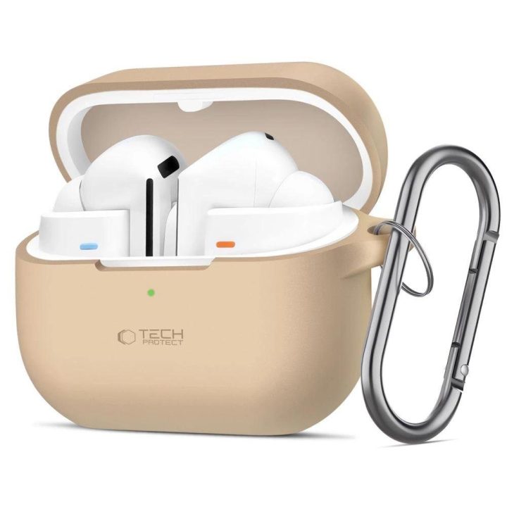 silikoninis dėklas su kabliuku Samsung Galaxy Buds 3“ / 3 Pro“ - rudas