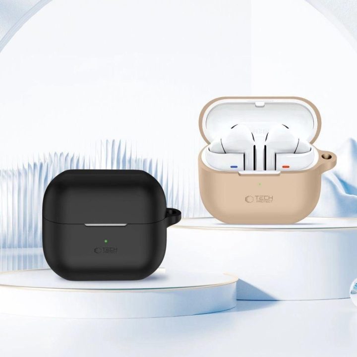 silikoninis dėklas su kabliuku Samsung Galaxy Buds 3“ / 3 Pro“ - rudas