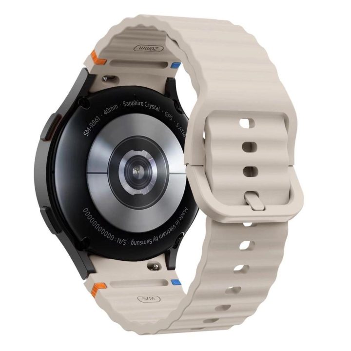 silikoninė sportinė apyrankė Samsung Galaxy Watch 4 / 5 / 5 Pro / 6 / 7 / FE“ – Smėlio spalvos