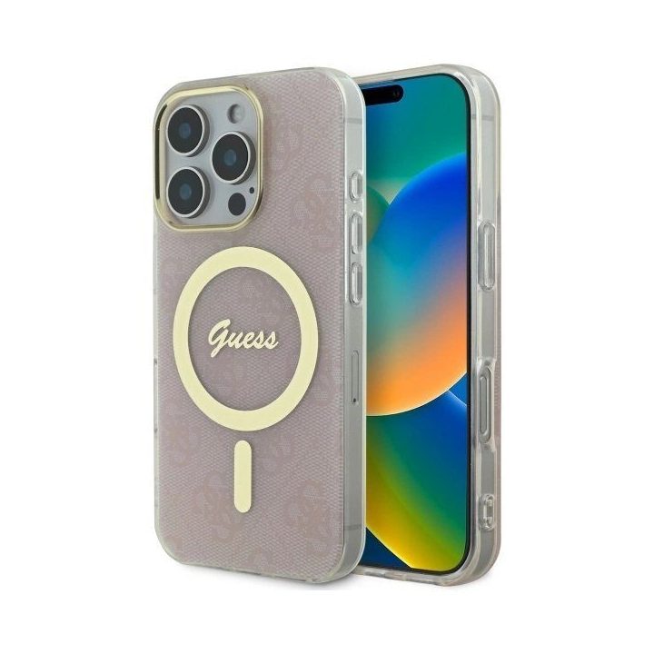 Guess IML 4G MagSafe dėklas iPhone 16 Pro Max - rožinis