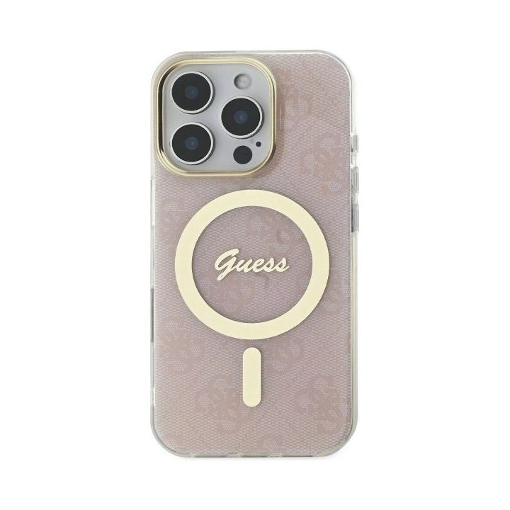 Guess IML 4G MagSafe dėklas iPhone 16 Pro Max - rožinis