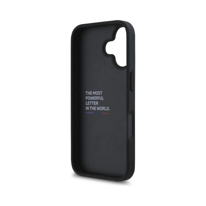 BMW M Grip Smooth ir Carbon dėklas iPhone 16 telefonui - juodos spalvos