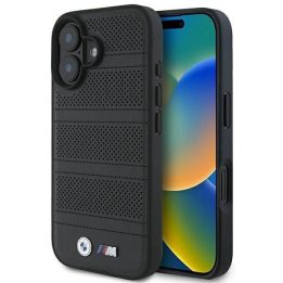 BMW M Perforuoto ir siūto Linijos MagSafe dėklas iPhone 16 – juodos spalvos