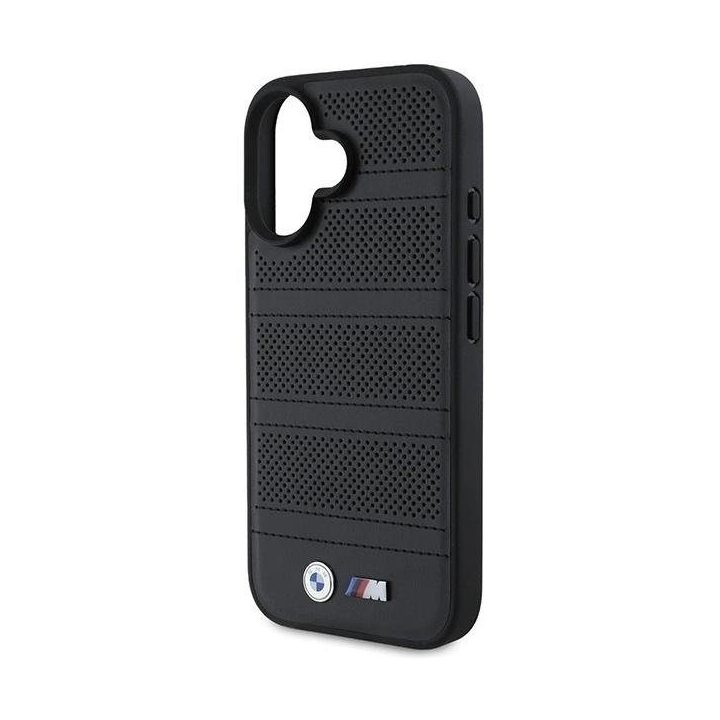 BMW M Perforuoto ir siūto Linijos MagSafe dėklas iPhone 16 – juodos spalvos
